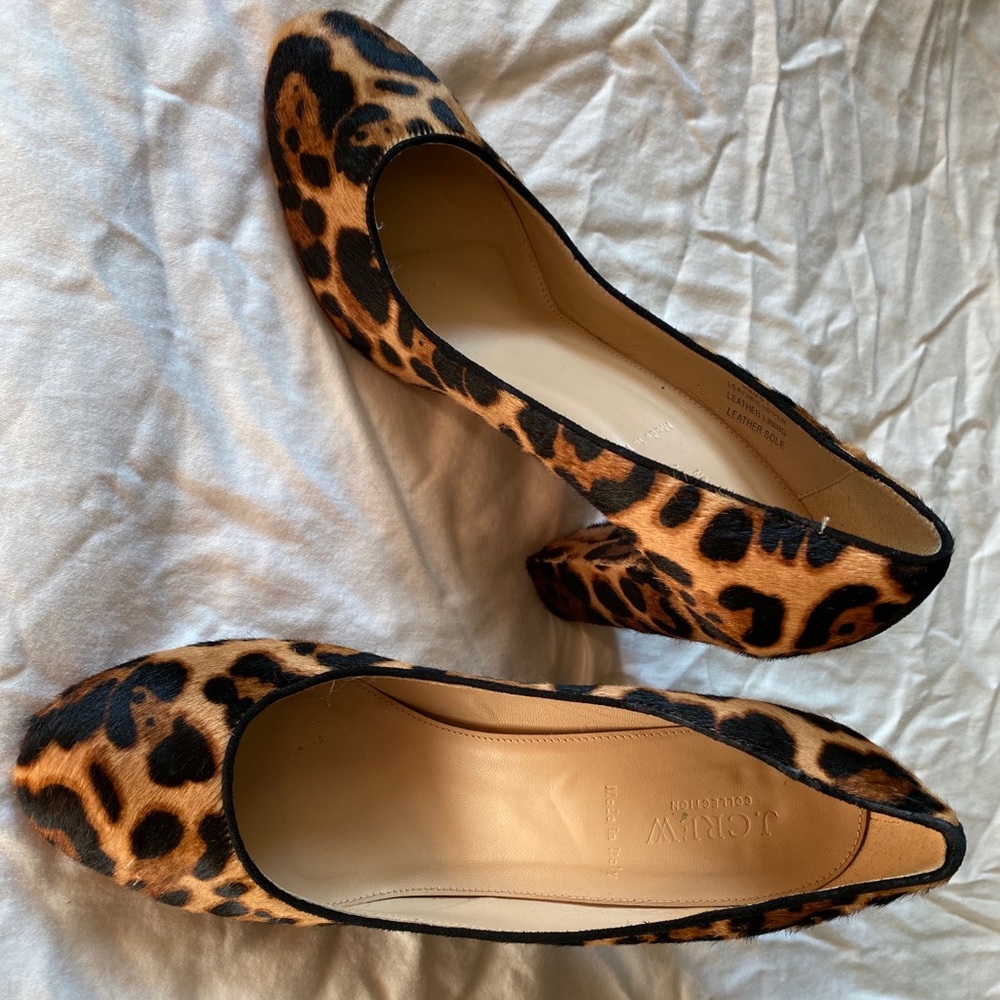 J. Crew Leopard Print Faux Fur Heels - Picture 3 of 4